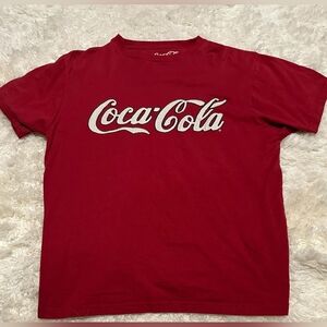 COCA COLA Women's Red Raised Lettering Short Sleeve Tee Sz. Medium